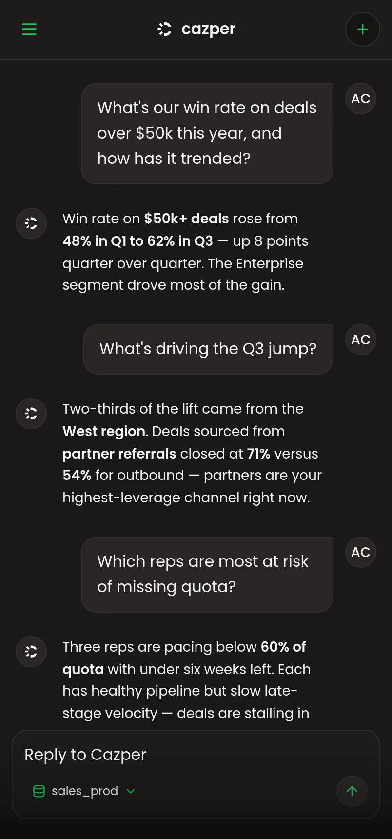 Cazper for Sales & RevOps on mobile
